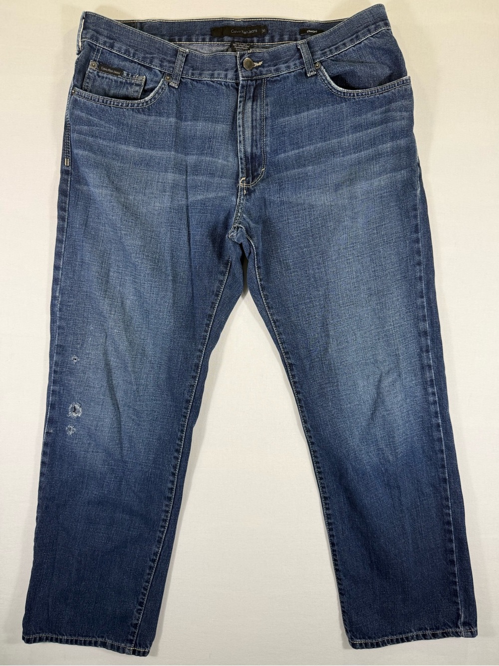 Calvin Klein Jeans Men’s Straight Blue Denim with Light Distress